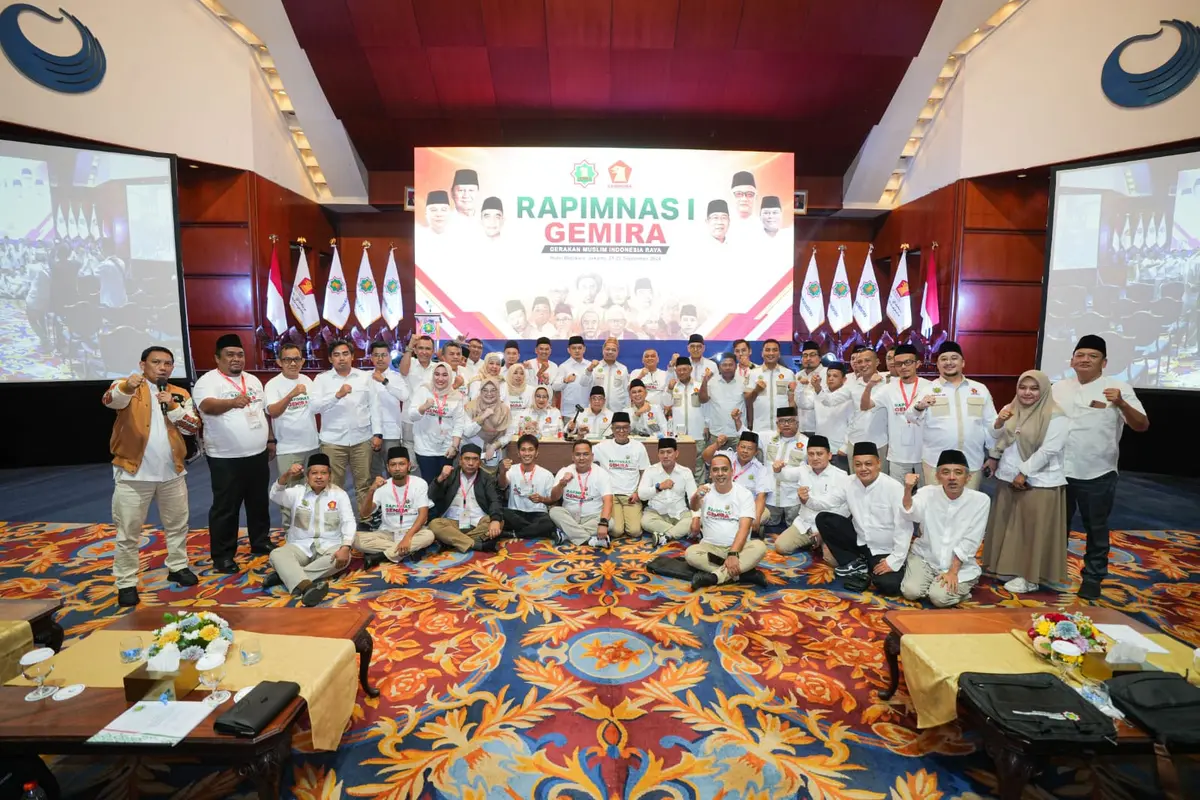 Organisasi sayap dari Partai Gerindra, Gerakan Muslim Indonesia Raya (Gemira) menggelar Rapat Pimpinan Nasional I (Rapimnas I) di Jakarta, pada Sabtu 21 September dan Minggu (22/9/2024).
