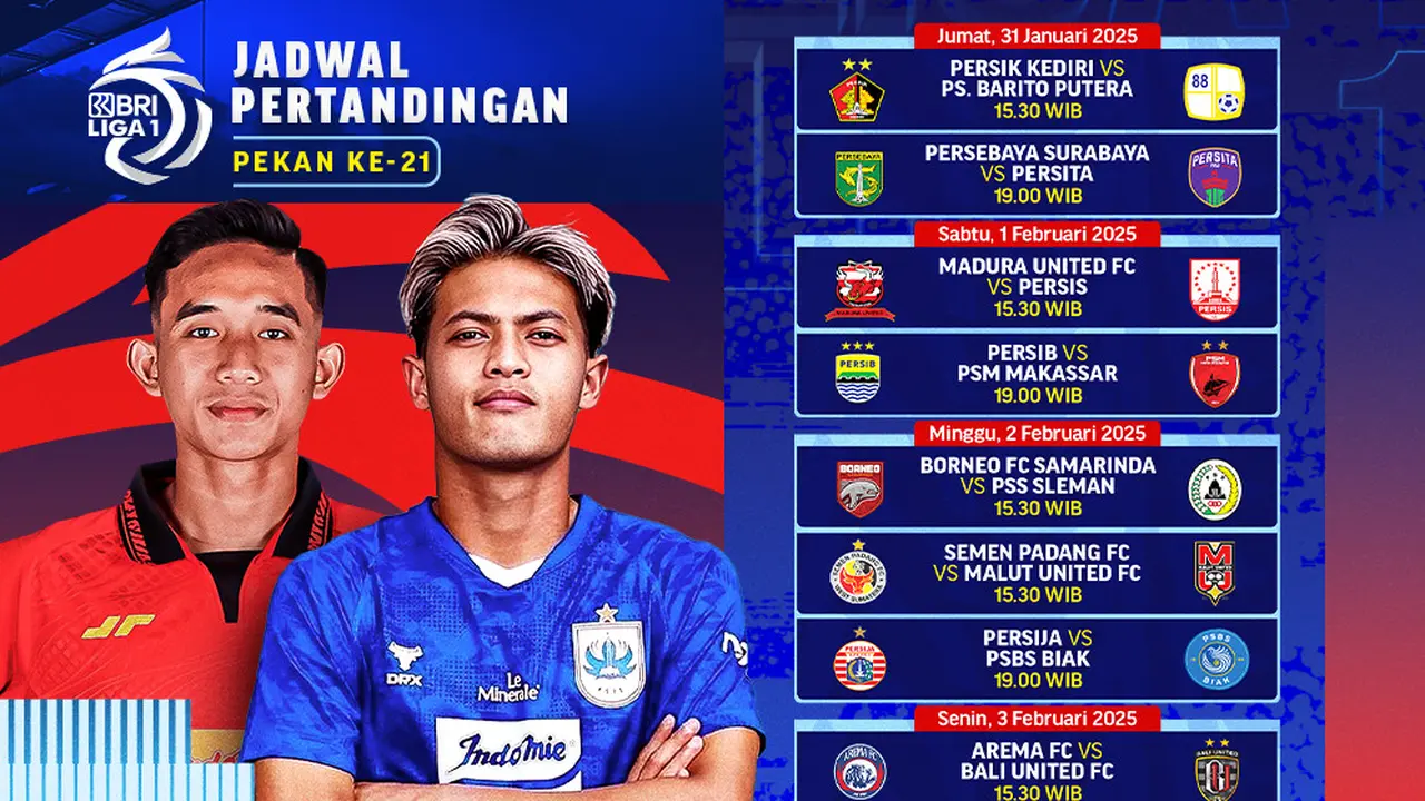 Jadwal BRI Liga 1 2024/25 Matchweek ke 21 di Vidio