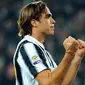 Ekspresi Alessandro Matri yang memborong dua gol Juventus ketika ditahan seri Genoa 2-2 pada partai lanjutan Serie A di Juventus Arena, Turin, 22 Oktober 2011. AFP PHOTO/OLIVIER MORIN