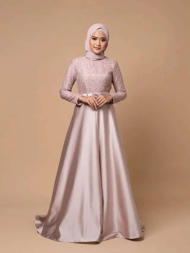 Gamis Potongan Princess Kombinasi Brukat