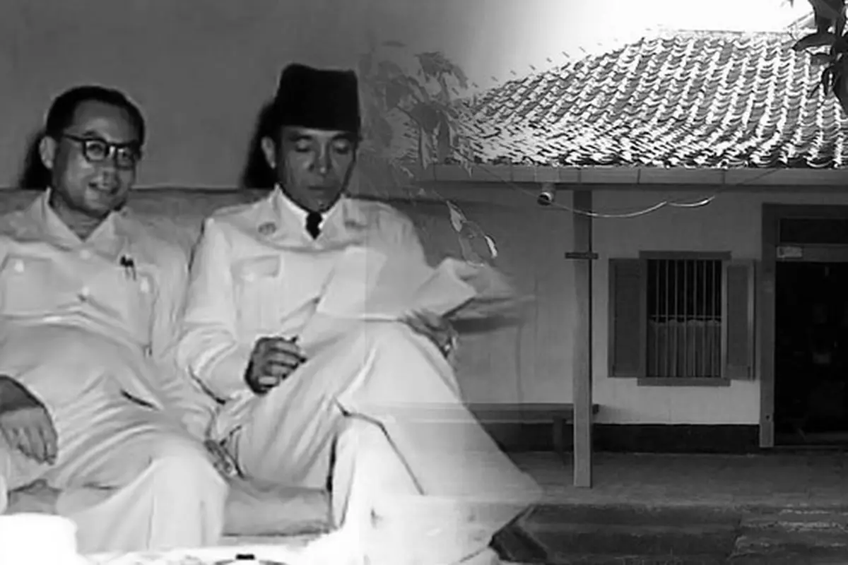 Ilustrasi Soekarno Hatta dan rumah di Rengasdengklok