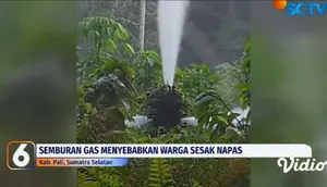 Kebocoran Gas dari sumur Pertamina di PALI-Prabumulih Sumsel (Dok. tangkapan layar SCTV / Nefri Inge)