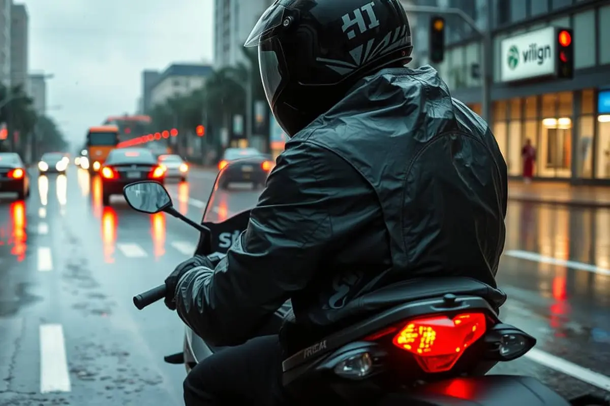 tips berkendara motor saat hujan