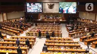 Suasana rapat paripurna ke-15 masa sidang IV tahun 2020-2021 di Kompleks Parlemen, Senayan, Jakarta, Selasa (23/3/2021). Rapat beragendakan mendengar laporan Baleg DPR terkait penetapan prolegnas RUU Prioritas tahun 2021. (Liputan6.com/Angga Yuniar)