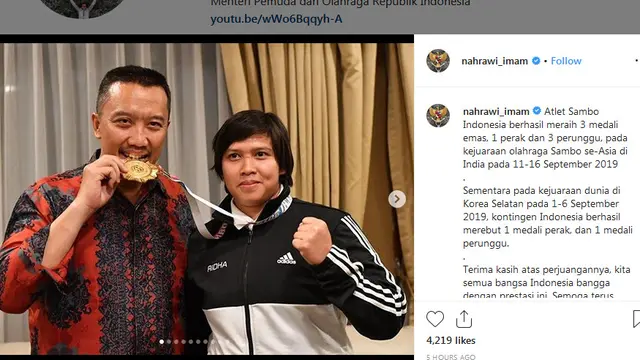 Tangkapan Layar Instagram Imam Nahrawi