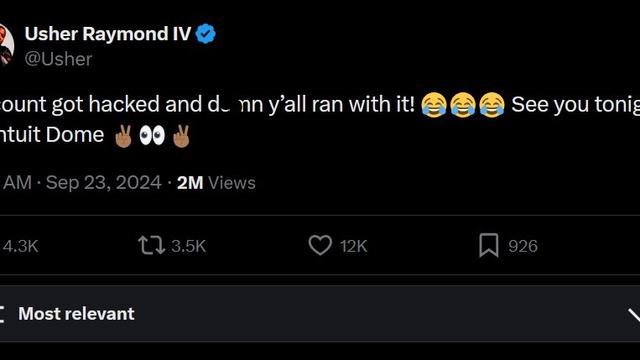 Unggahan Usher. (Twitter/ Usher)