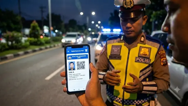 SIM Digital Bisa Ditunjukkan Saat Razia Polisi (AI Generated)