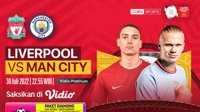 Link Live Streaming Community Shield : Liverpool Vs Manchester City di Vidio, 30 Juli 2022