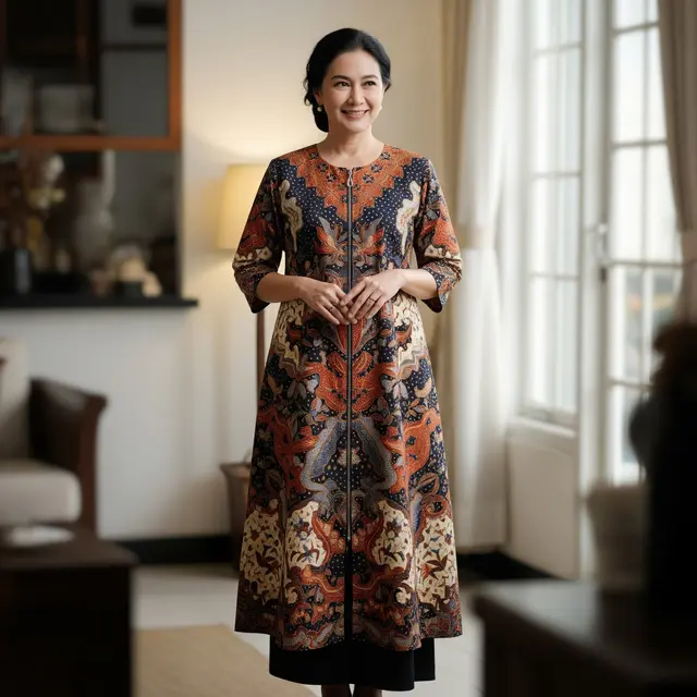 9 Model Baju Batik Tunik Resleting Depan untuk Wanita 50 Tahun, Nyaman dan Penuh Gaya