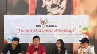 Para pembicara dan moderator dalam agenda bincang diaspora di Manila, Filipina, pada Sabtu, 12 Mei 2018 (Liputan6.com/Happy Ferdian Syah Utomo)