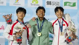 Emas Perdana Antasyafi Robby pada World Climbing Series Guiyang 2026, Rekor Pribadi 4,65 Detik