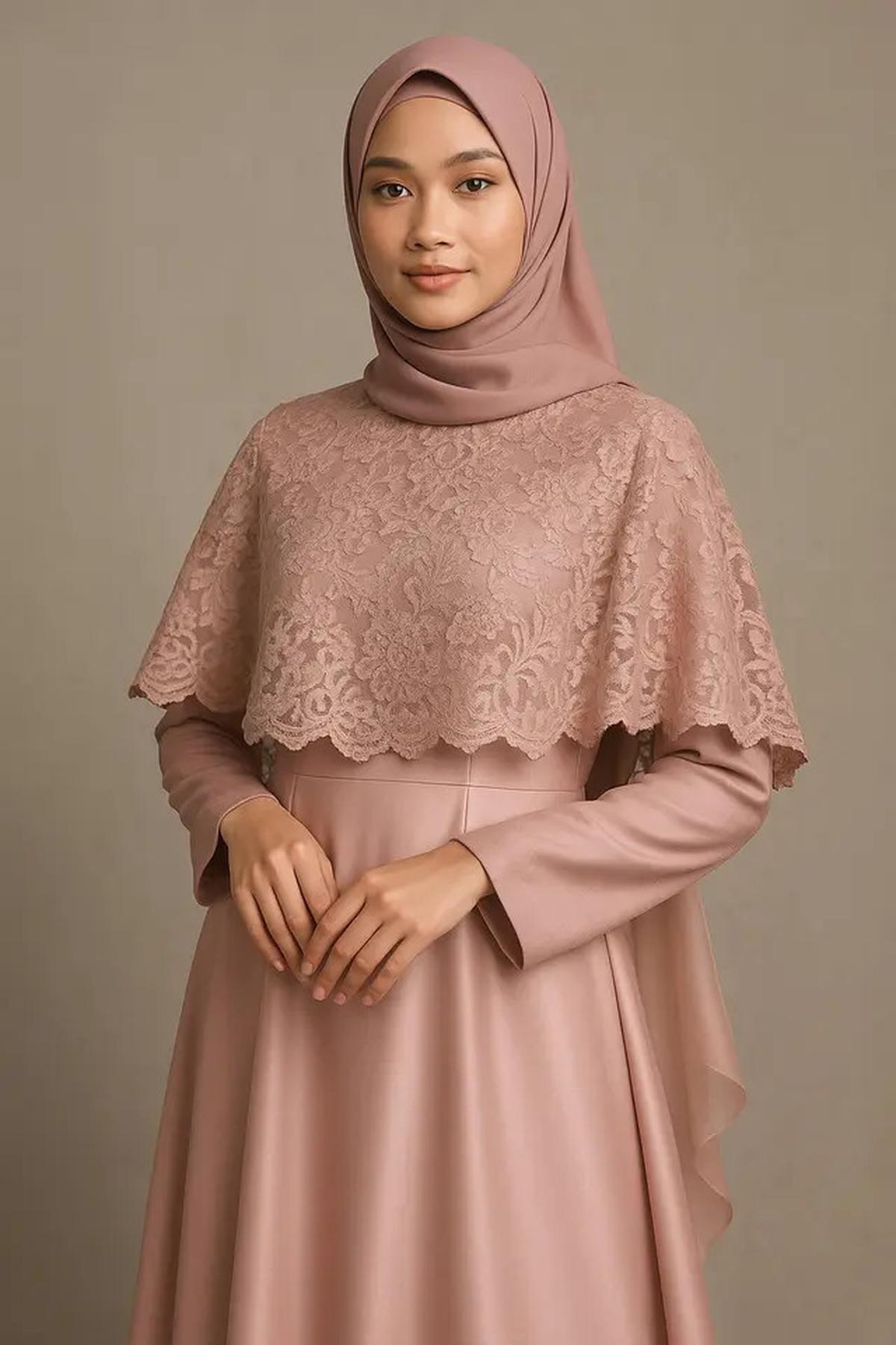 7 Model Long Dress Brokat Menutup Dada, Elegan dan Syar'i untuk Gaya Hijab 2025