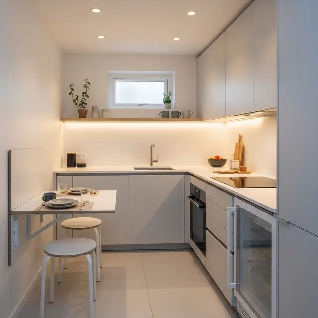 Dapur Minimalis 3x2 Tetap Lega dengan Meja Makan Mini (AI Generated)