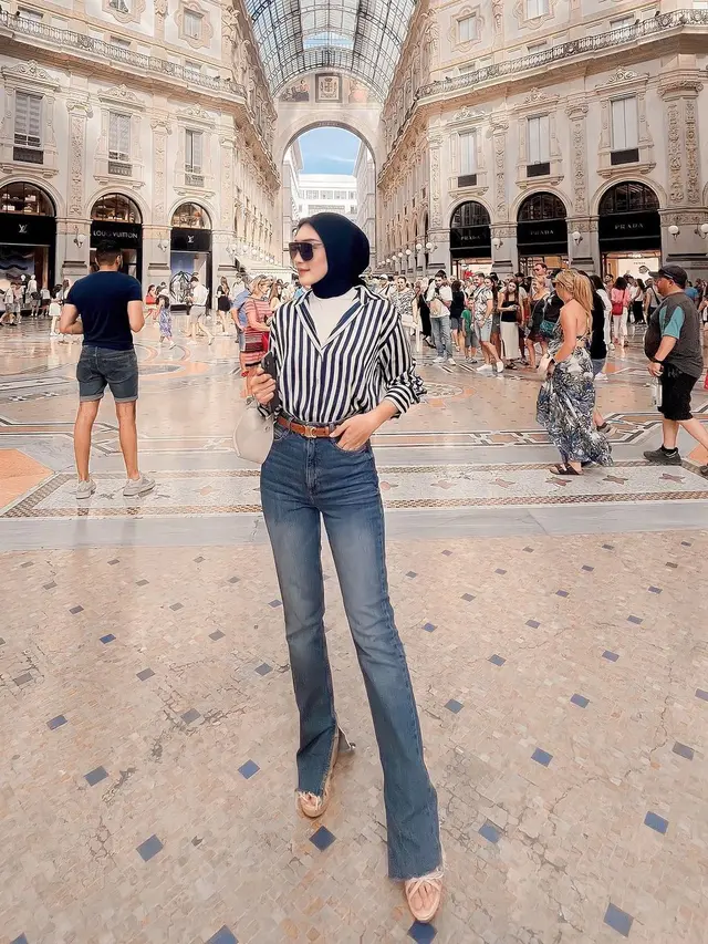 6 Gaya Padu Padan Hijab dan Celana ala Melody Prima, Modis namun Tetap Tertutup