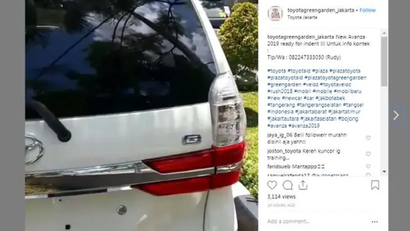 Toyota Avanza 2019 varian G