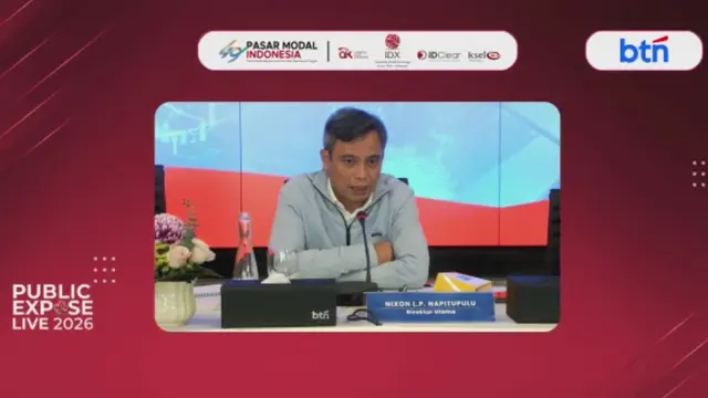 Direktur Utama BTN Nixon L.P. Napitupulu dalam gelaran Public Expose Live 2026, Kamis (10/9/2026). (Liputan6.com/Arief)
