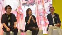 Park Jihyun bersama Anastasia Tirtabudi, Vice President Brand Marketing & Corp. Communication TACO di Art Jakarta 2023 (Istimewa)