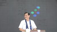Menteri Koordinator Kemaritiman dan Investasi (Menko Marves), Luhut Binsar Pandjaitan saat menghadiri langsung Kick Off Gerakan Nasional Bangga Buatan Indonesia/Produk Dalam Negeri (Gernas BBI/PDN) dan Bangga Berwisata di Indonesia (BBWI) hari ini di Banten, Jumat (10/2/2023).