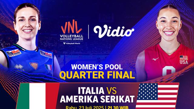 Saksikan Quarter Final VNL Women’s 2025 - Italia vs AS, Live Streaming di Vidio