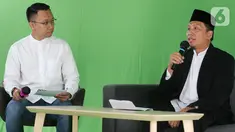 Ketua Dewan Pengawas Syariah HDI Muhammad Sofwan Jauhari dalam acara Talk Show Merintis Bisnis Syariah Bersama High Desert International (HDI) sekaligus penyerahan sertifikat syariah yang dikeluarkan oleh Dewan Syariah Nasional MUI, Jakarta (22/12/2021). (Liputan6.com/HO/Ading)