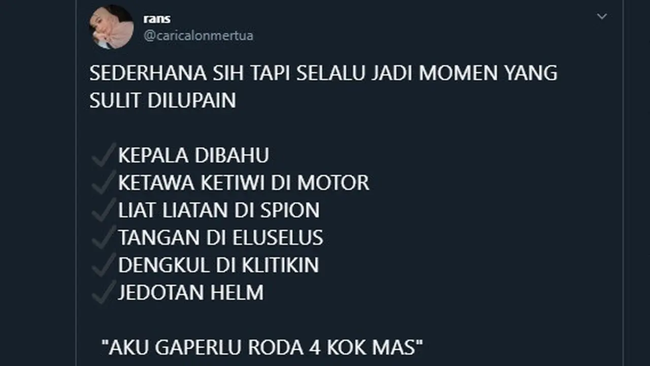 7 Cuitan Momen Pacaran Naik Motor ala Netizen Ini Bikin Senyum Sendiri