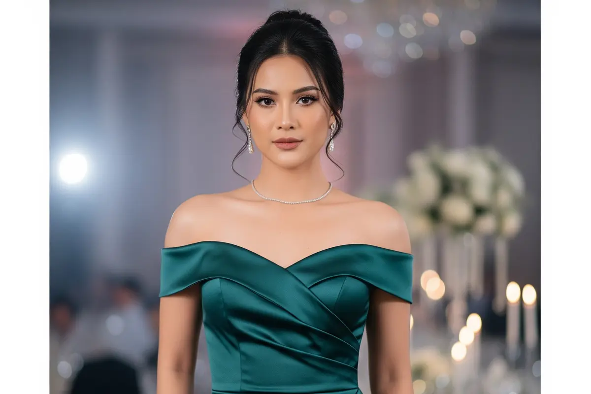 Model Dress dari Bahan Satin (Image by Gemini AI)