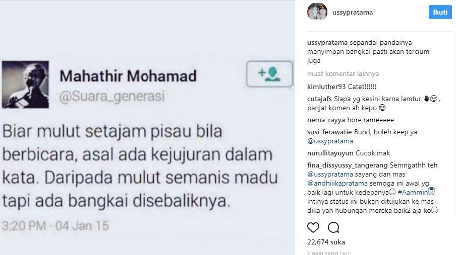 Tulis Peribahasa Ini Siapa Yang Disindir Ussy Sulistiawaty