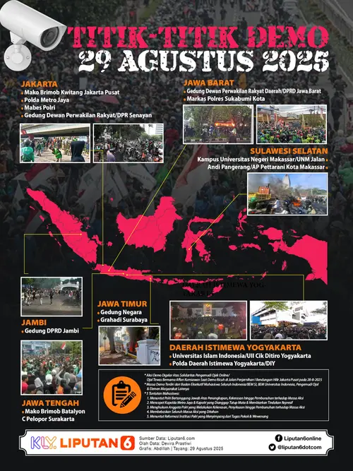 Infografis Titik-Titik Demo 29 Agustus 2025.