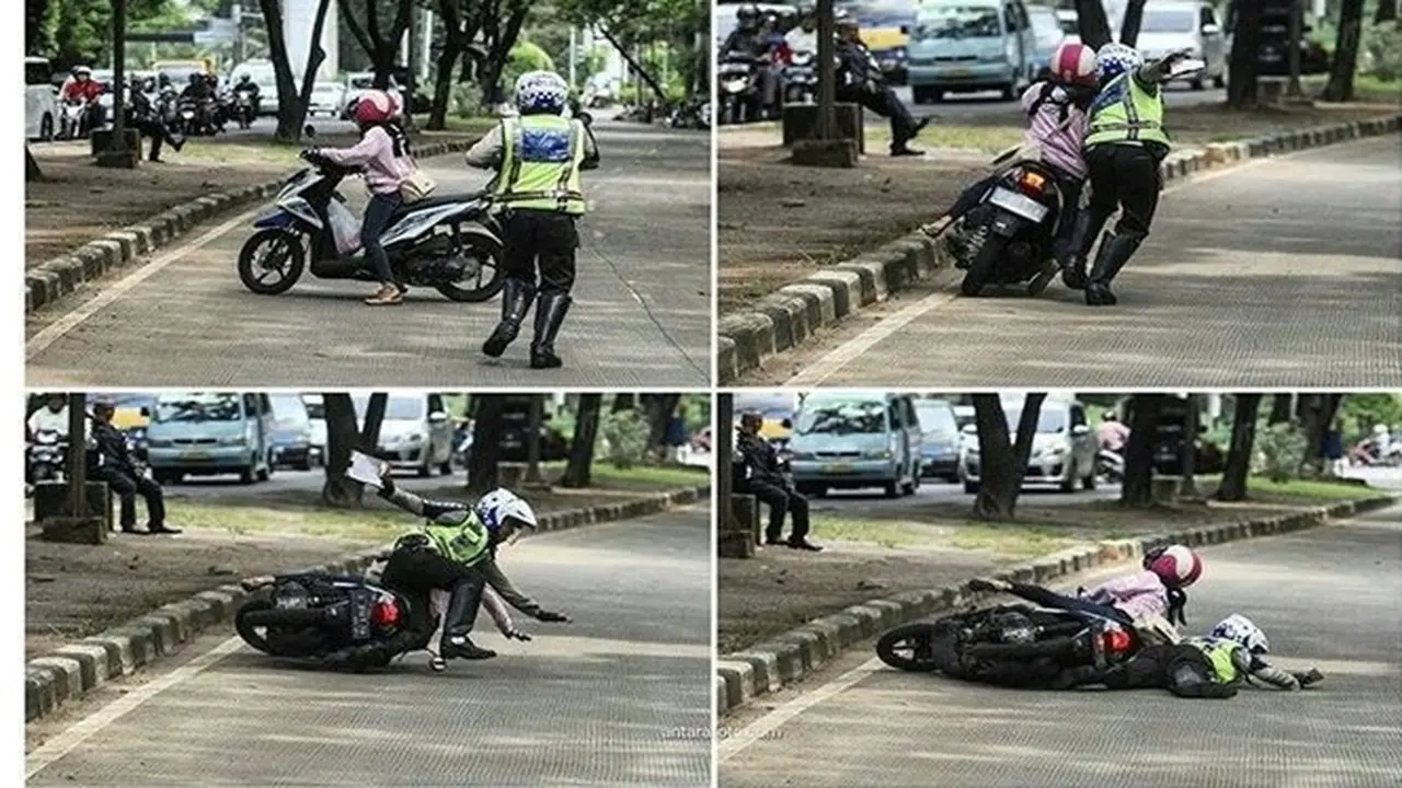 6 Aksi Polisi di Jalan Raya Ini Curi Perhatian, Penuh Totalitas