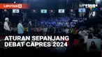 Debat perdana Capres 2024 digelar di Gedung KPU Selasa (12/12) malam. Sejumlah peraturan harus dipatuhi oleh peserta debat. Apa saja?