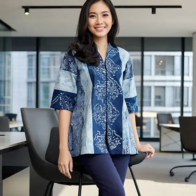 Model Atasan Batik Buat Kerja Batik Kimono Style