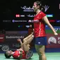 Pebulu tangkis ganda campuran China Zheng Si Wei/Huang Ya Qiong melakukan selebrasi usai mengalahkan pebulu tangkis ganda campuran Jepang Yuta Watanabe/Arisa Higashino pada pertandingan final East Ventures Indonesia Open 2022 di Istora, Senayan, Jakarta, Minggu (19/6/2022). Zheng Si Wei/Huang Ya Qiong menjuarai Indonesia Open 2022 usai mengalahkan Yuta Watanabe/Arisa Higashino dengan skor 21-14 dan 21-16. (Liputan6.com/Faizal Fanani)