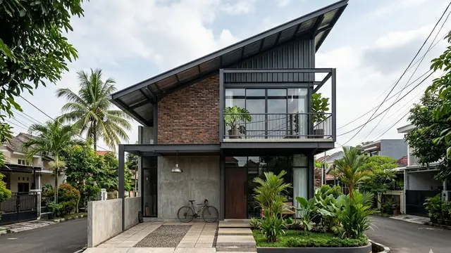 Model Rumah Minimalis dengan Atap Miring Minimalis Kekinian
