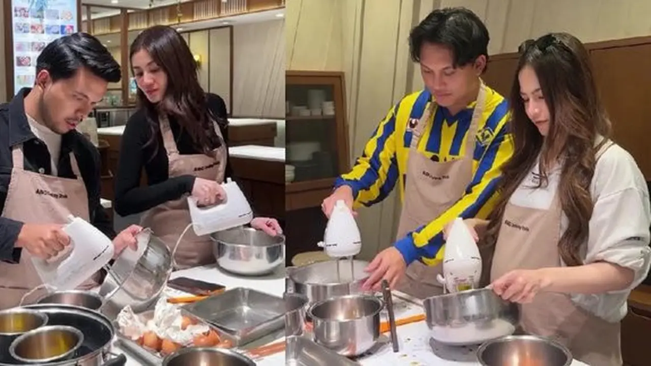 Potret Aaliyah Massaid dan Mahalini Ajak Suami Ikut Kelas Masak (credit: instagram/thariqhalilintar)