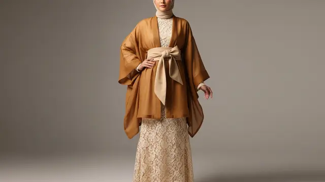The Modest Layering: Blazer Organza Kimono Style