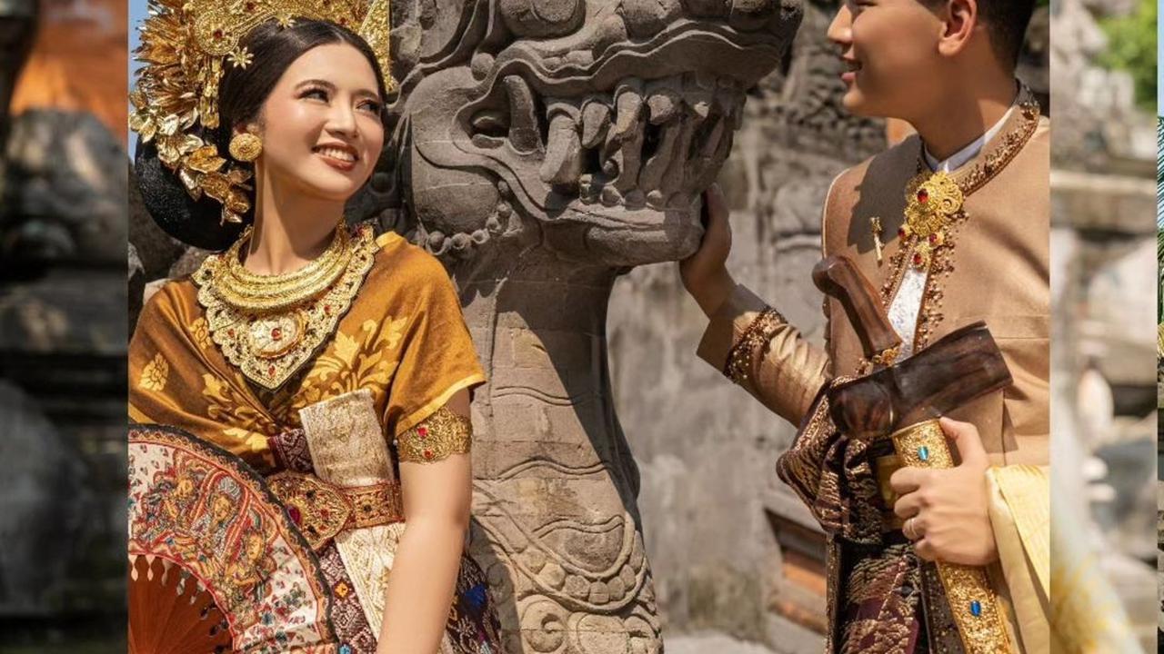 Potret Prewedding Iptu Hafiz Akbar & Angela Perkasa Berbalut Adat Bali Jelang Pernikahan