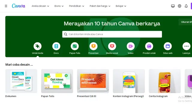 Tampilan Canva Aplikasi Desain