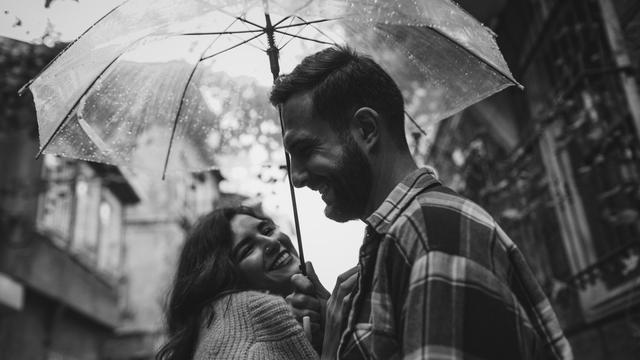 Ilustrasi hujan, pasangan