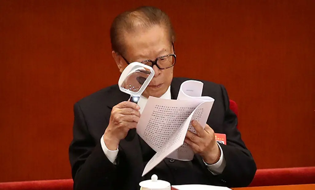 Mantan Presiden China Jiang Zemin dalam Kongres Partai Komunis China pada Oktober 2017 (AP Photo)