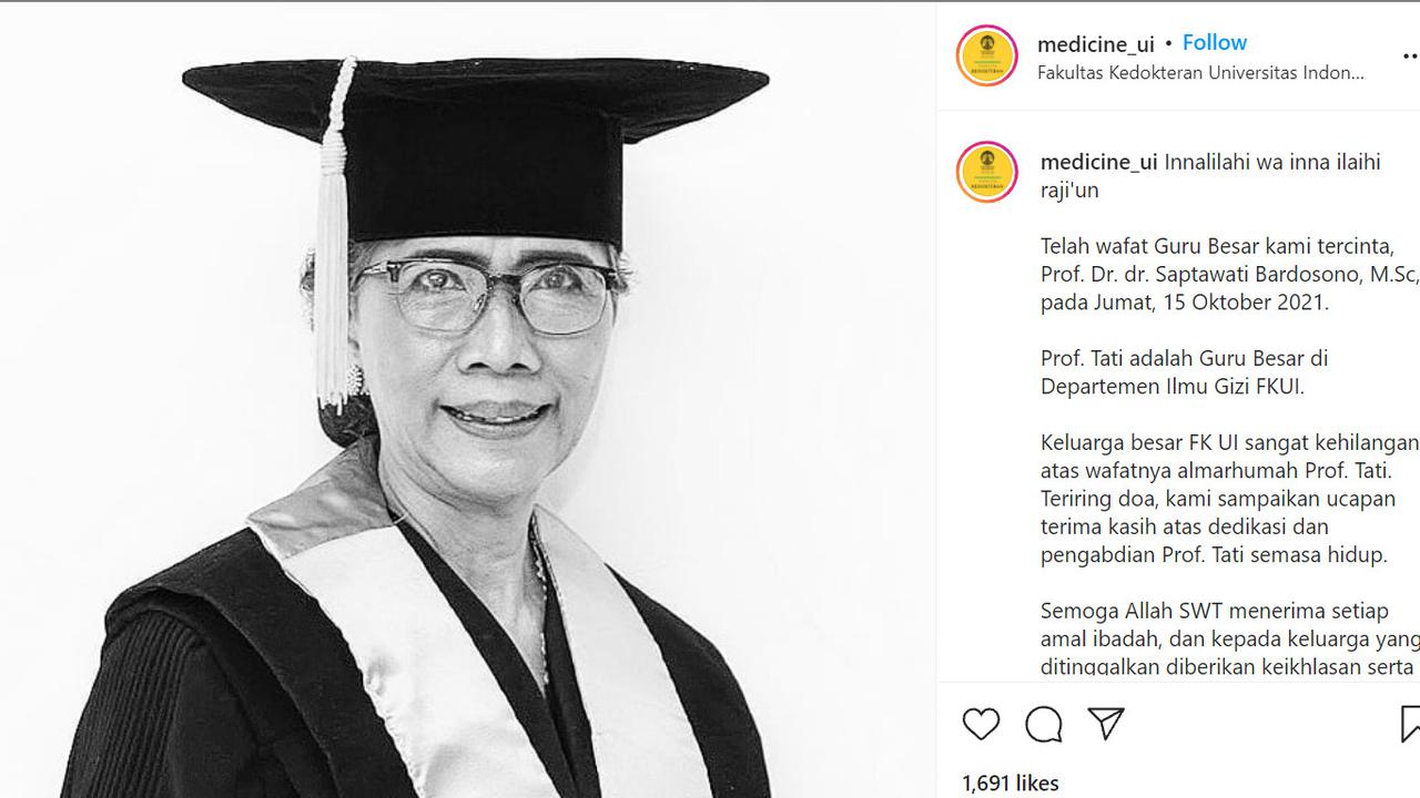Prof. Dr. dr. Saptawati Bardosono, M.Sc meninggal dunia