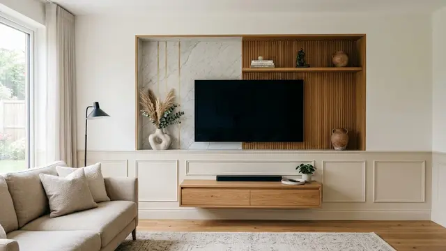 Model Dinding TV dengan Ceruk Dekorasi yang Tidak Memakan Ruang/AI Generated