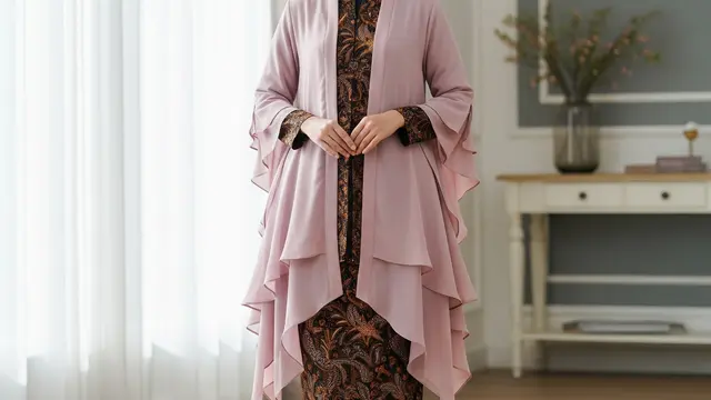 Model Gamis Batik Plus Outer Cape Elegan