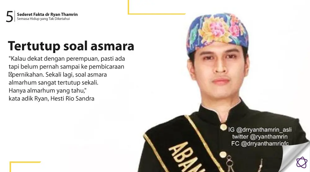 Sederet Fakta dr Ryan Thamrin Semasa Hidup yang Tak Diketahui. (Foto: Instagram, Desain: Nurman Abdul Hakim/Bintang.com)