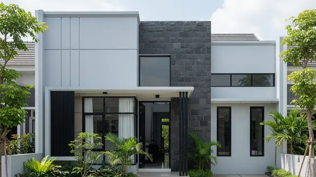 Abu-Abu Modern dengan Batu Andesit