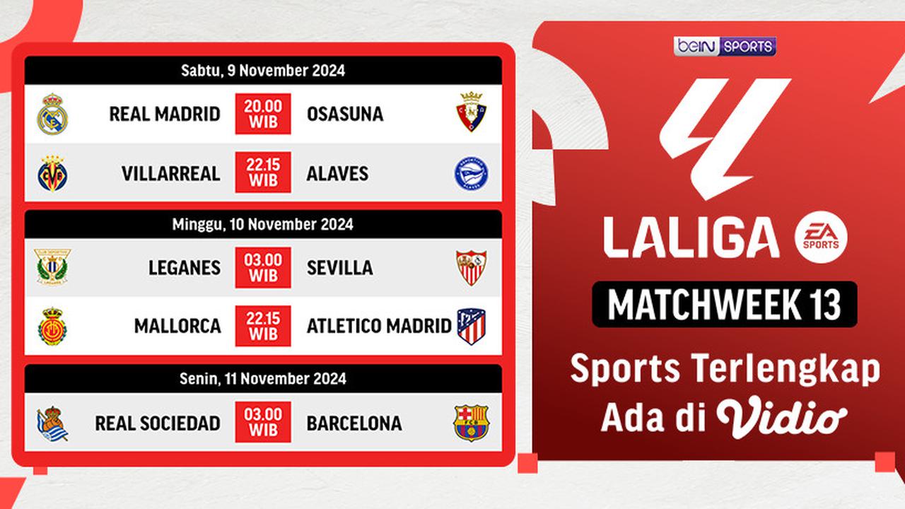 Jadwal Liga Spanyol 2024/2025 Matchweek 13