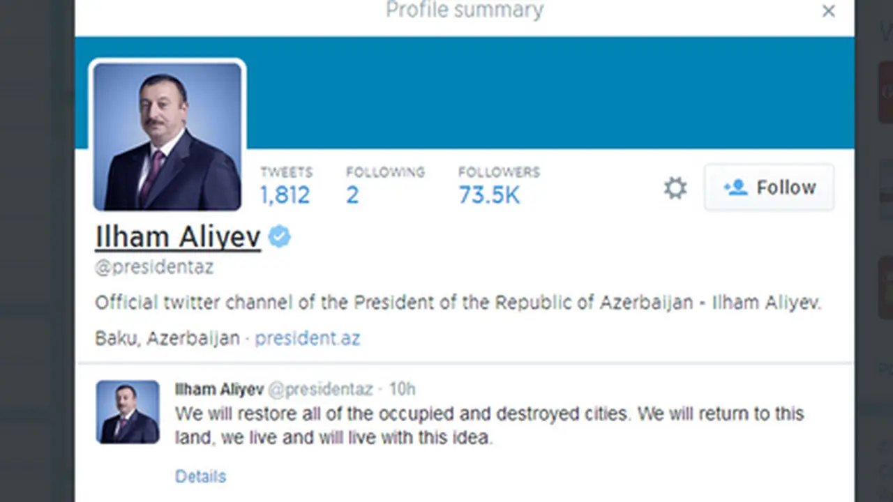 Umumkan perang Lewat Twitter, Presiden Azerbaijan: 