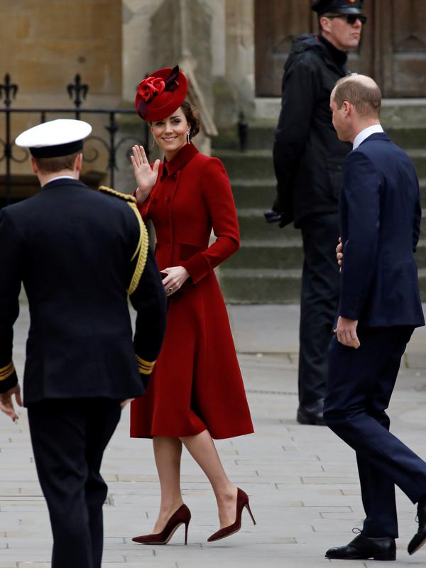 Kate Middleton dan Pangeran William saat hadir di Commonwealth Day Service 2020 di Westminster Abbey. (TOLGA AKMEN / AFP)