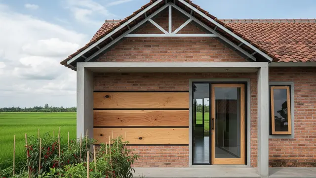 Model Rumah Minimalis Desa dengan Kombinasi Tembok dan Kayu Alami yang Memukau