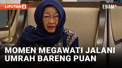 VIDEO: Pakai Gamis Biru, Megawati Umrah Bareng Puan