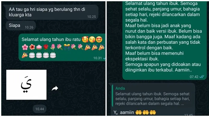 6 Balasan Chat Ibu Dapat Ucapan Selamat Ultah dari Anak Ini Bikin Senyum Tipis